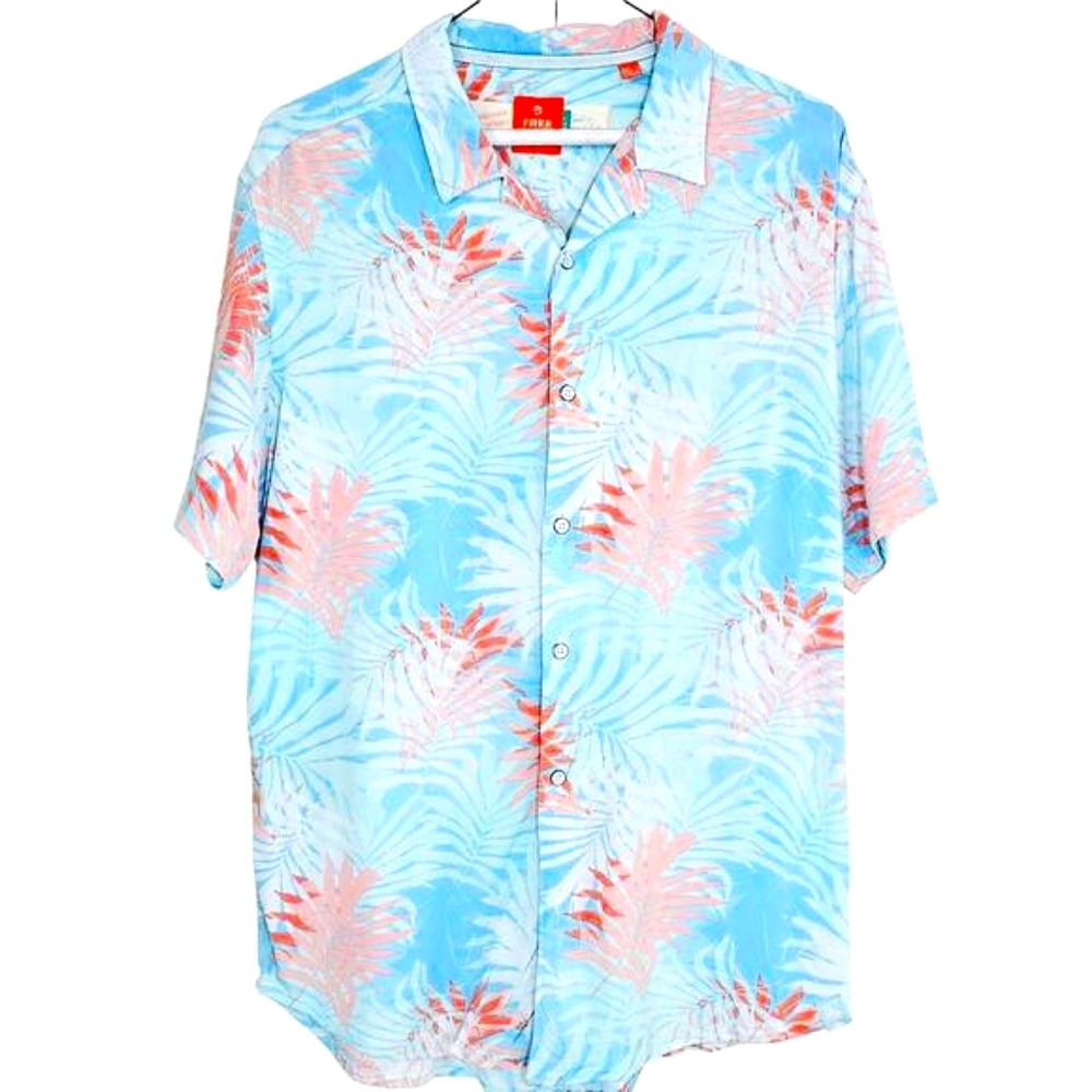 Free‎ Planet Men's Lightweight Button Down Shirt Large Casual Summer Tropical
